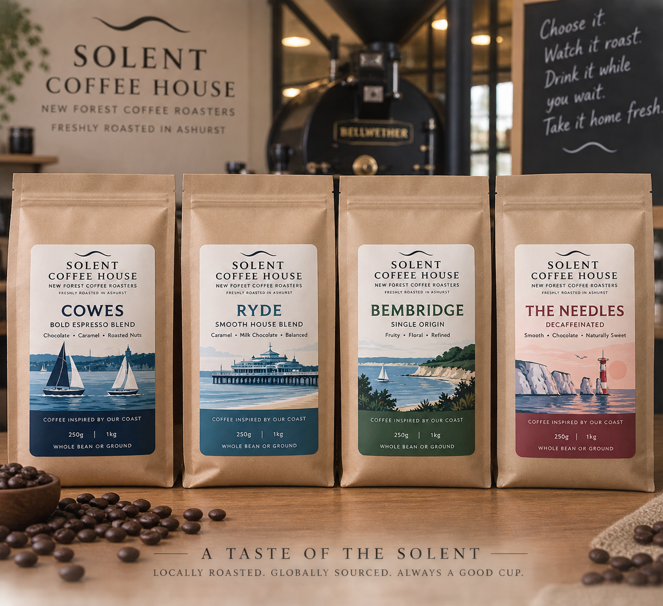Solent Coffee House Cowes, Ryde, Bembridge and The Needles coffee bags